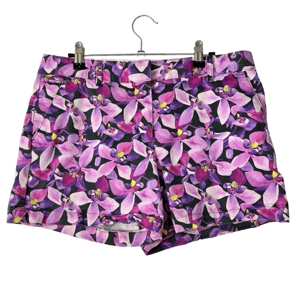 Land’s End Shorts 5” Not Too Low Rise Purple Floral Chino Pockets Size‎ 10